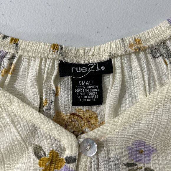 Rue 21 Blouse Womens Small Floral Ruffle Peplum Top Y2K - Picture 5 of 11
